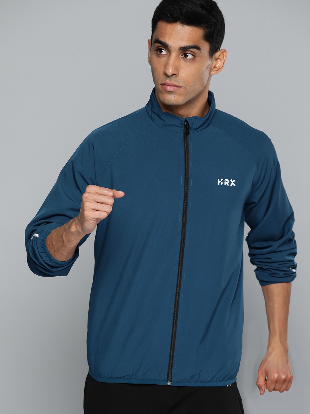 

HRX by Hrithik Roshan Rapid-Dry Reflective Strip Running Jacket, Teal