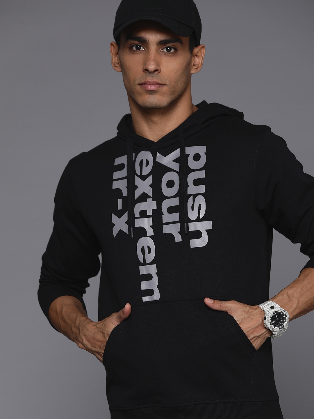 

HRX by Hrithik Roshan Printed Hooded Lifestyle Sweatshirt, Black