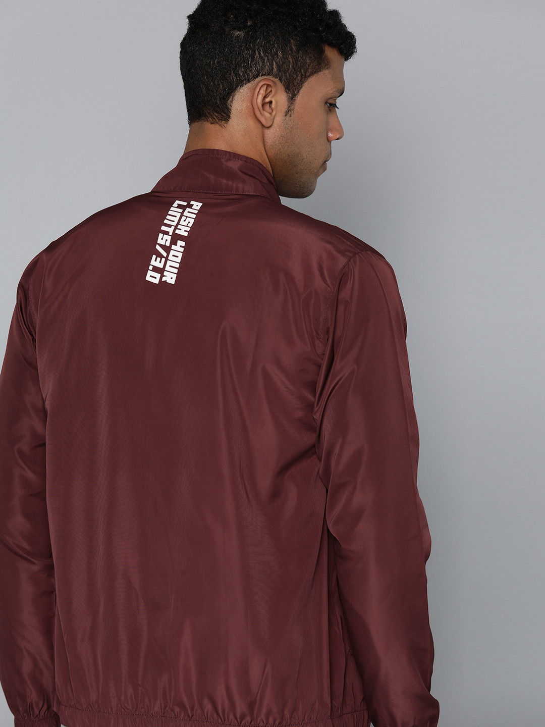

HRX by Hrithik Roshan Rapid-Dry Brand Logo Print Detail Tailored Jacket, Maroon