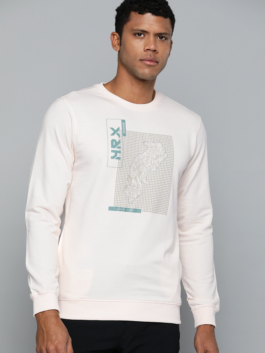 

HRX by Hrithik Roshan Printed Outdoor Sweatshirt, Cream