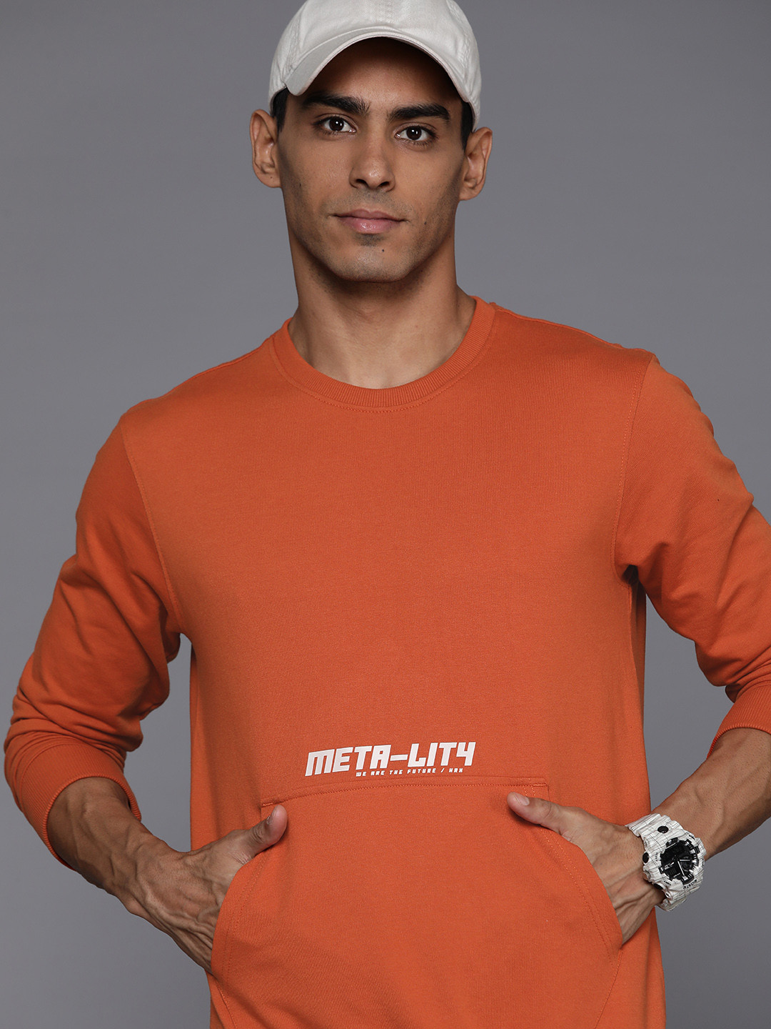 

HRX by Hrithik Roshan Printed Detail Lifestyle Sweatshirt, Orange