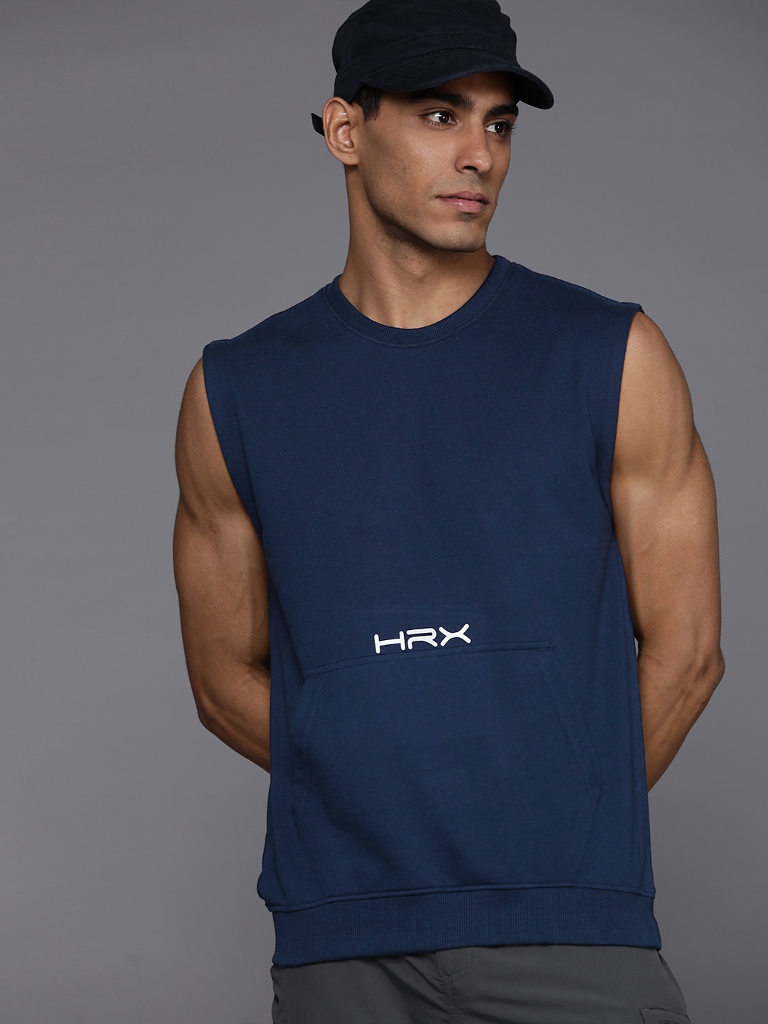 

HRX by Hrithik Roshan Sleeveless Lifestyle Sweatshirt, Navy blue