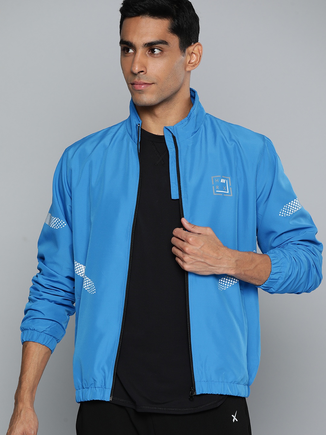 

HRX by Hrithik Roshan Rapid-Dry Reflective Strip Running Jacket, Blue