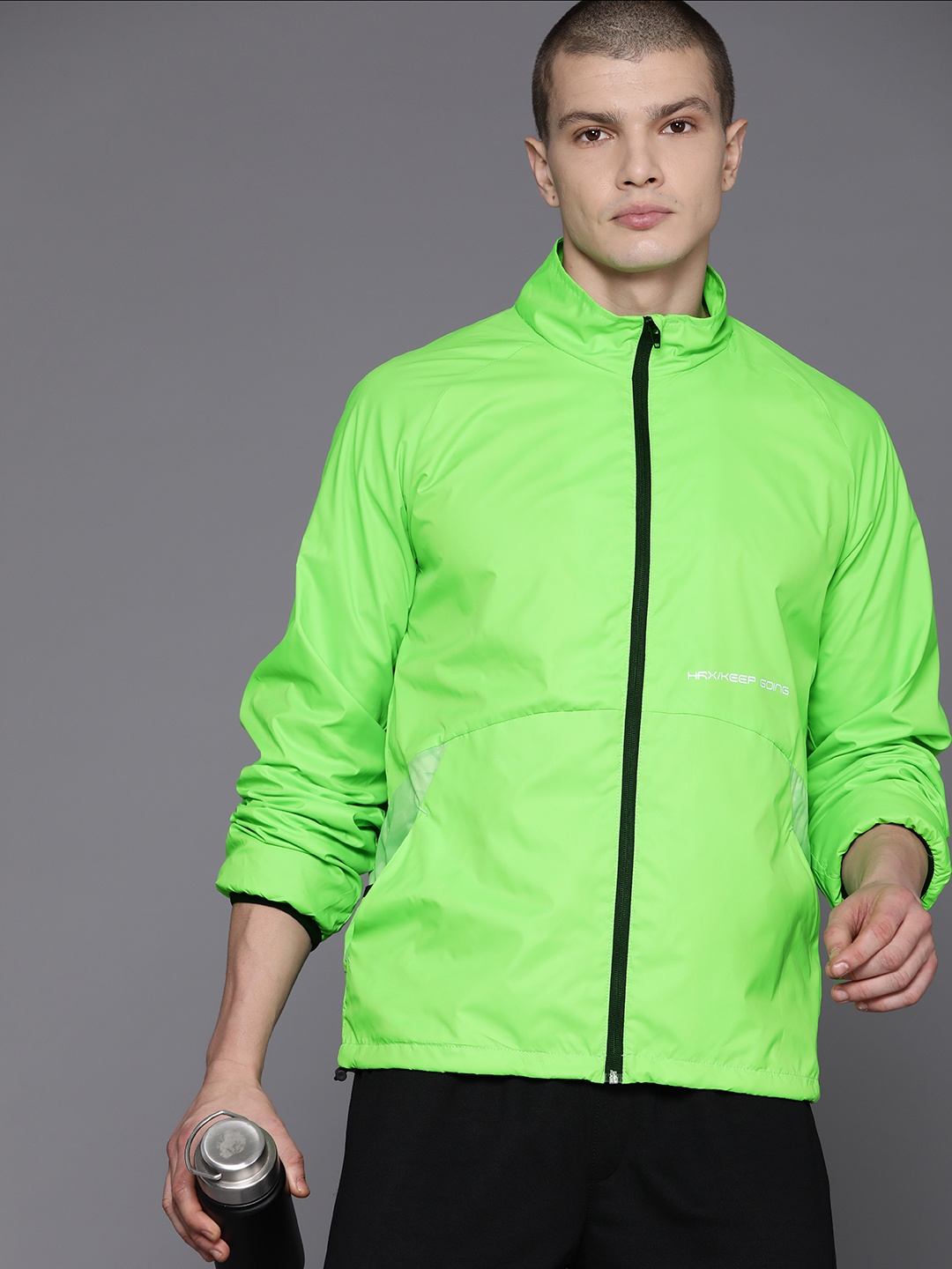 

HRX by Hrithik Roshan Rapid-Dry Running Jacket, Fluorescent green