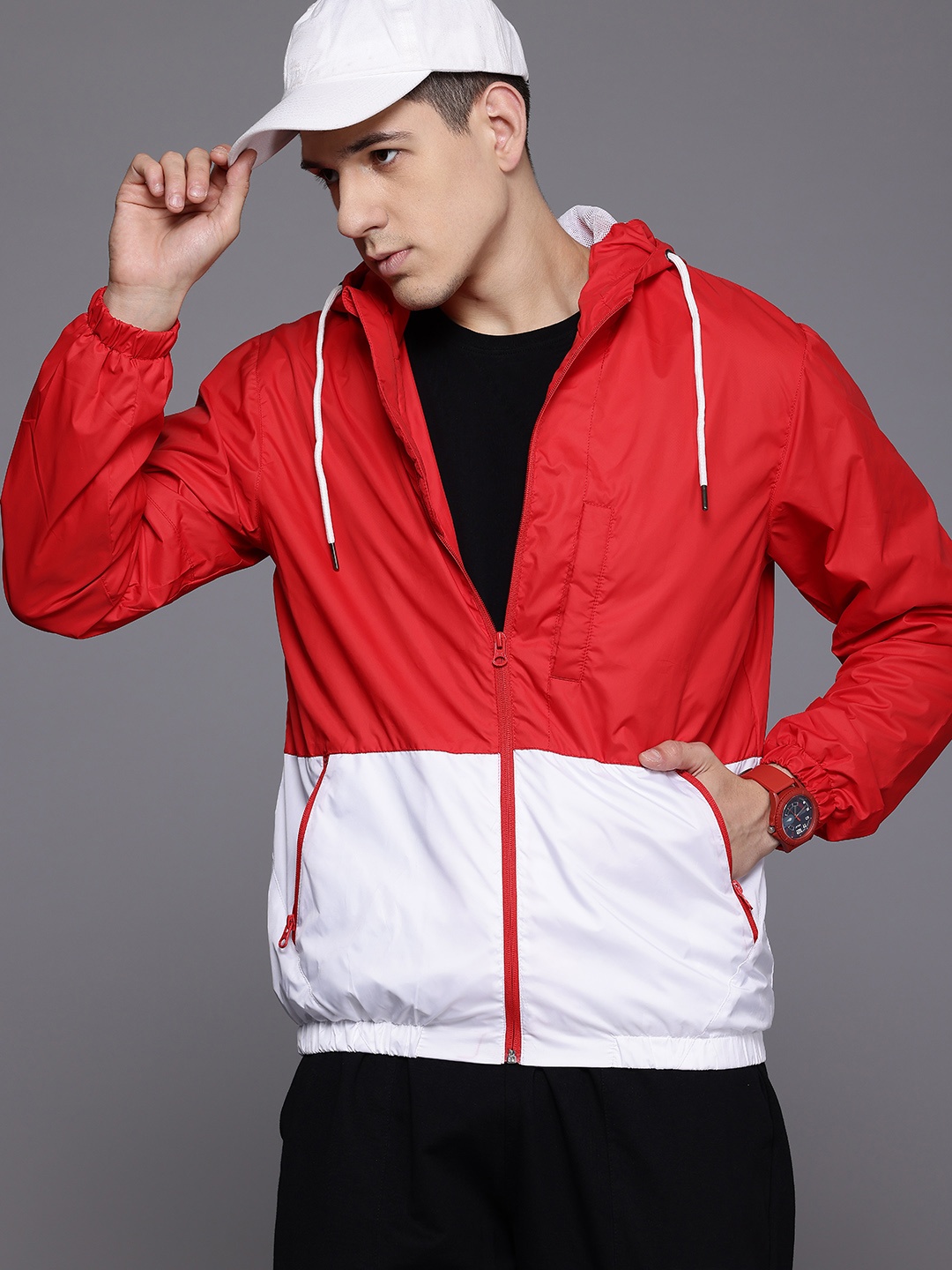

HRX by Hrithik Roshan Colourblocked Tailored Jacket, Red
