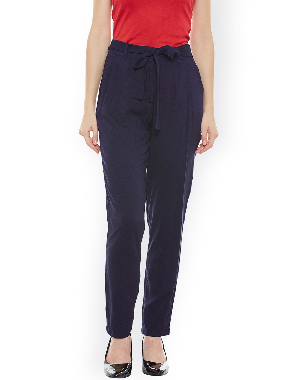 

Oxolloxo Women Navy Blue Relaxed Regular Fit Solid Trousers