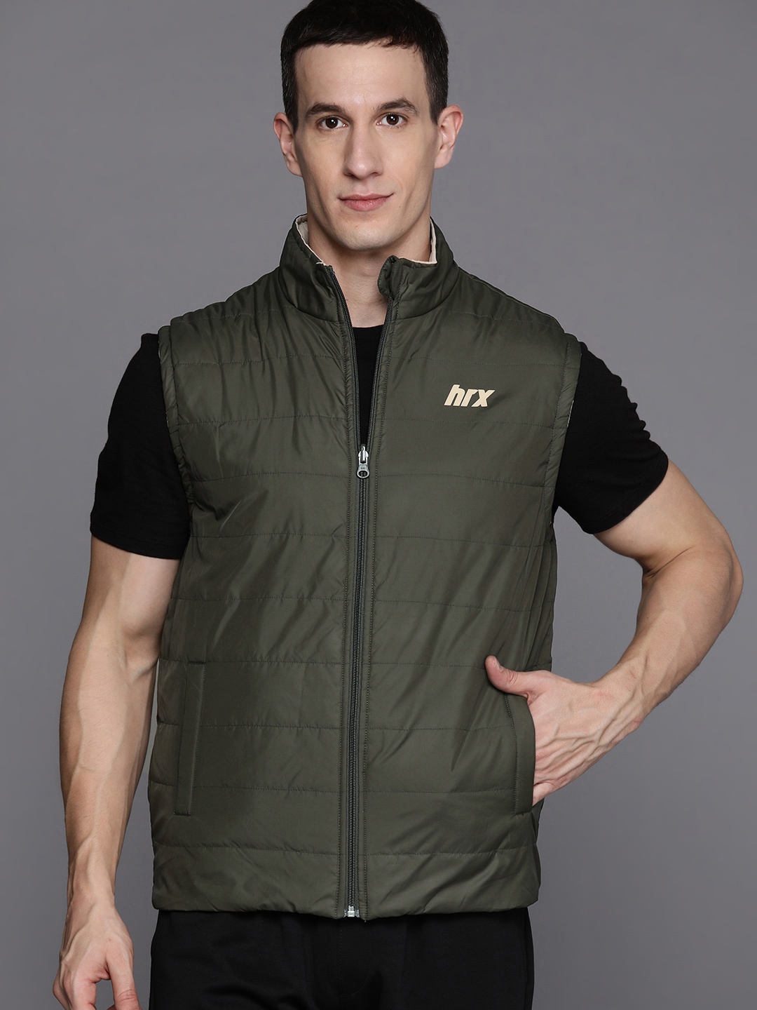 

HRX by Hrithik Roshan Rapid-Dry Reversible Outdoor Jacket, Olive