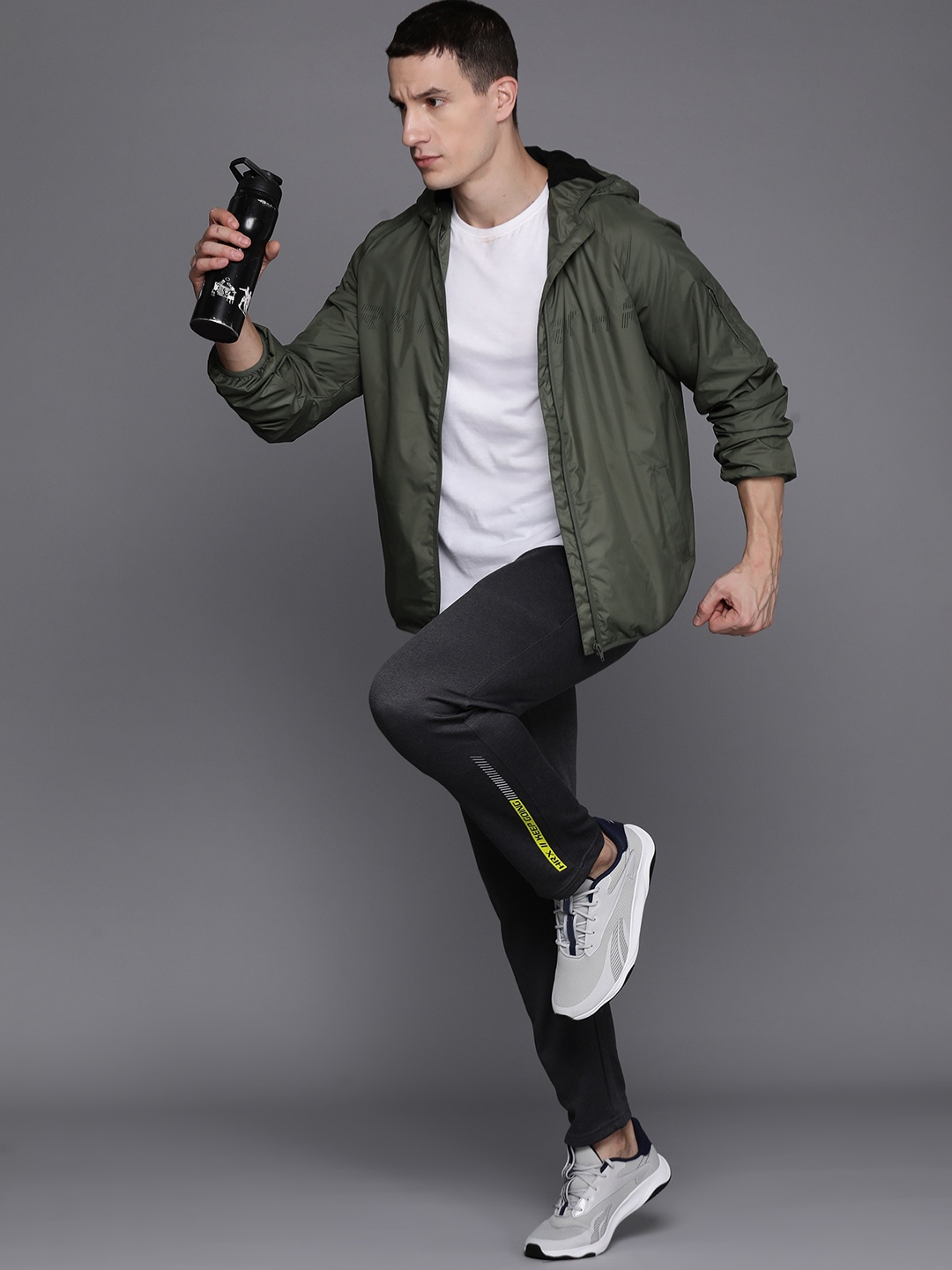 

HRX by Hrithik Roshan Rapid-Dry Hooded Running Jacket, Olive