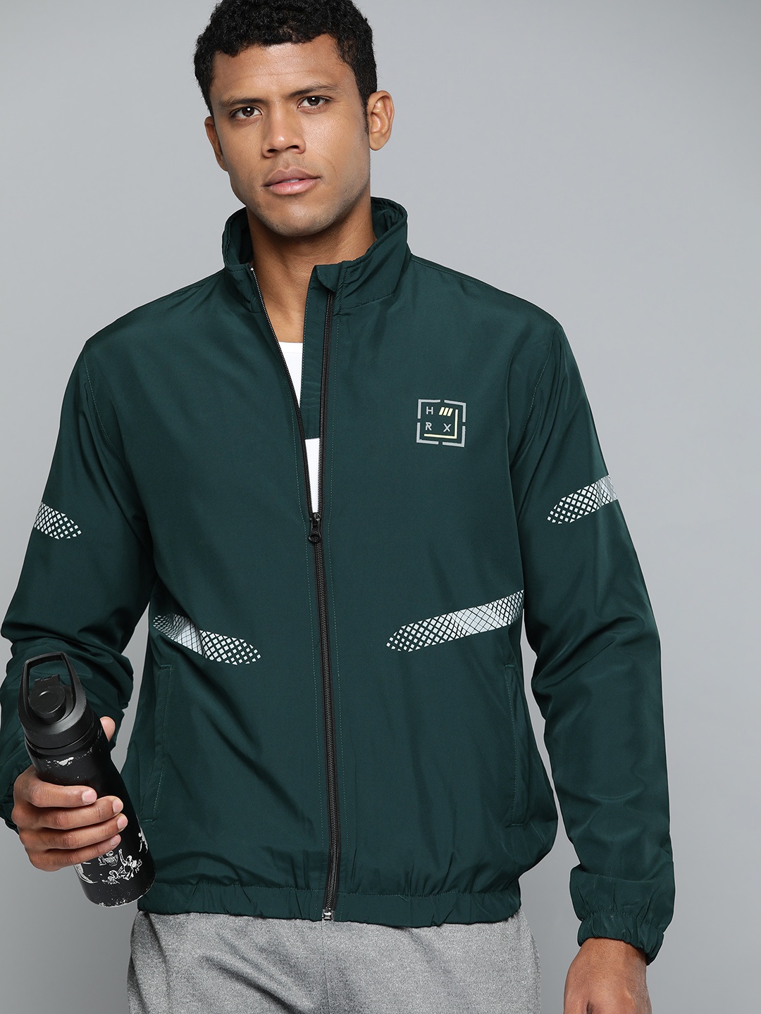 

HRX by Hrithik Roshan Rapid-Dry Printed Running Sporty Jacket, Green