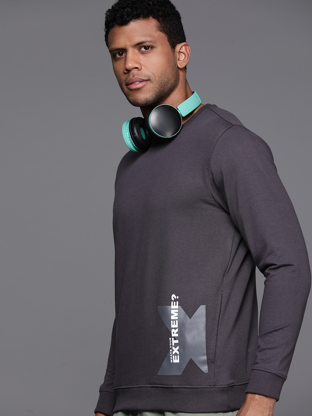 

HRX by Hrithik Roshan Round Neck Printed Sweatshirt, Grey