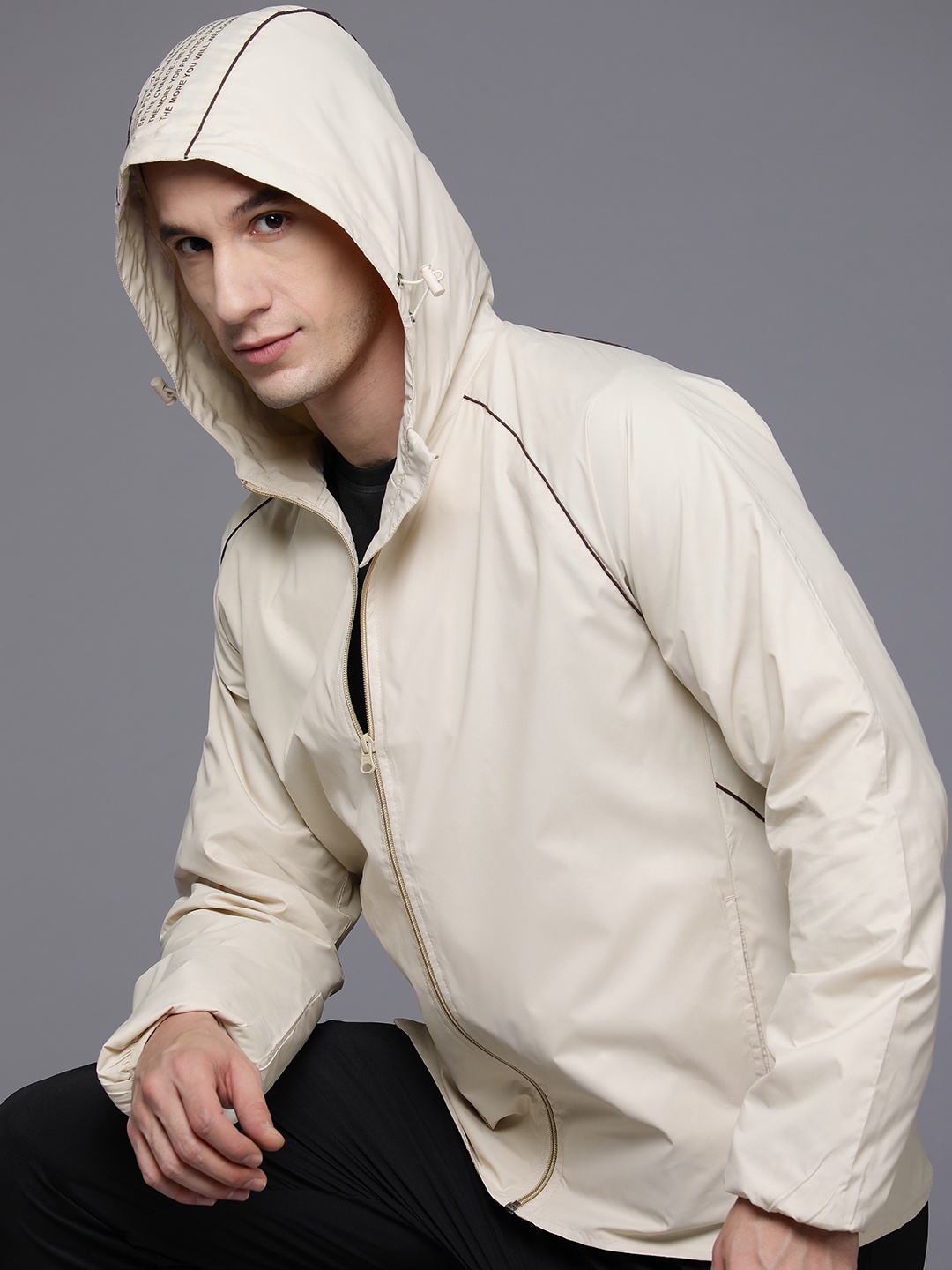 

HRX by Hrithik Roshan Rapid-Dry Training Hooded Jacket, Cream