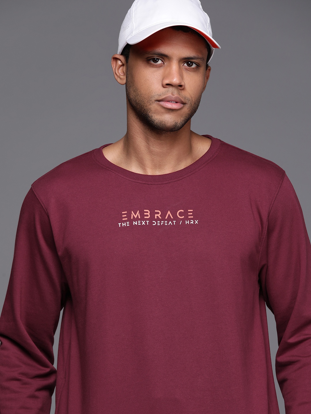 

HRX by Hrithik Roshan Round Neck Printed Sweatshirt, Burgundy