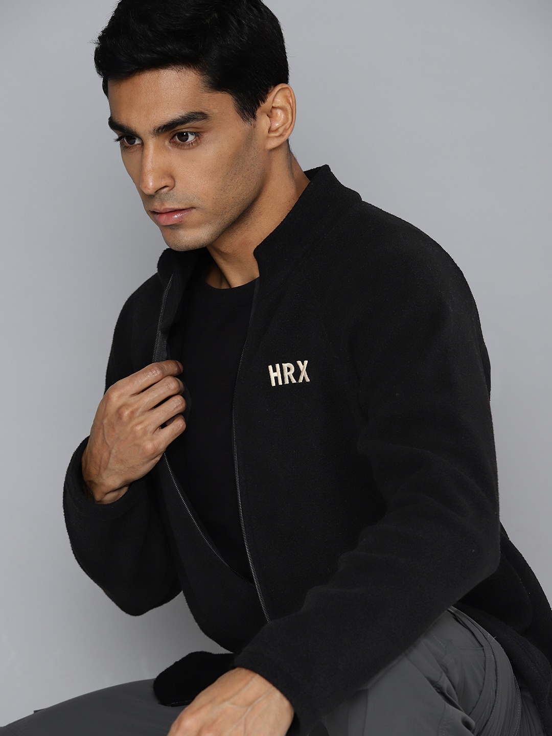 

HRX by Hrithik Roshan Fleece Outdoor Sweatshirt, Black