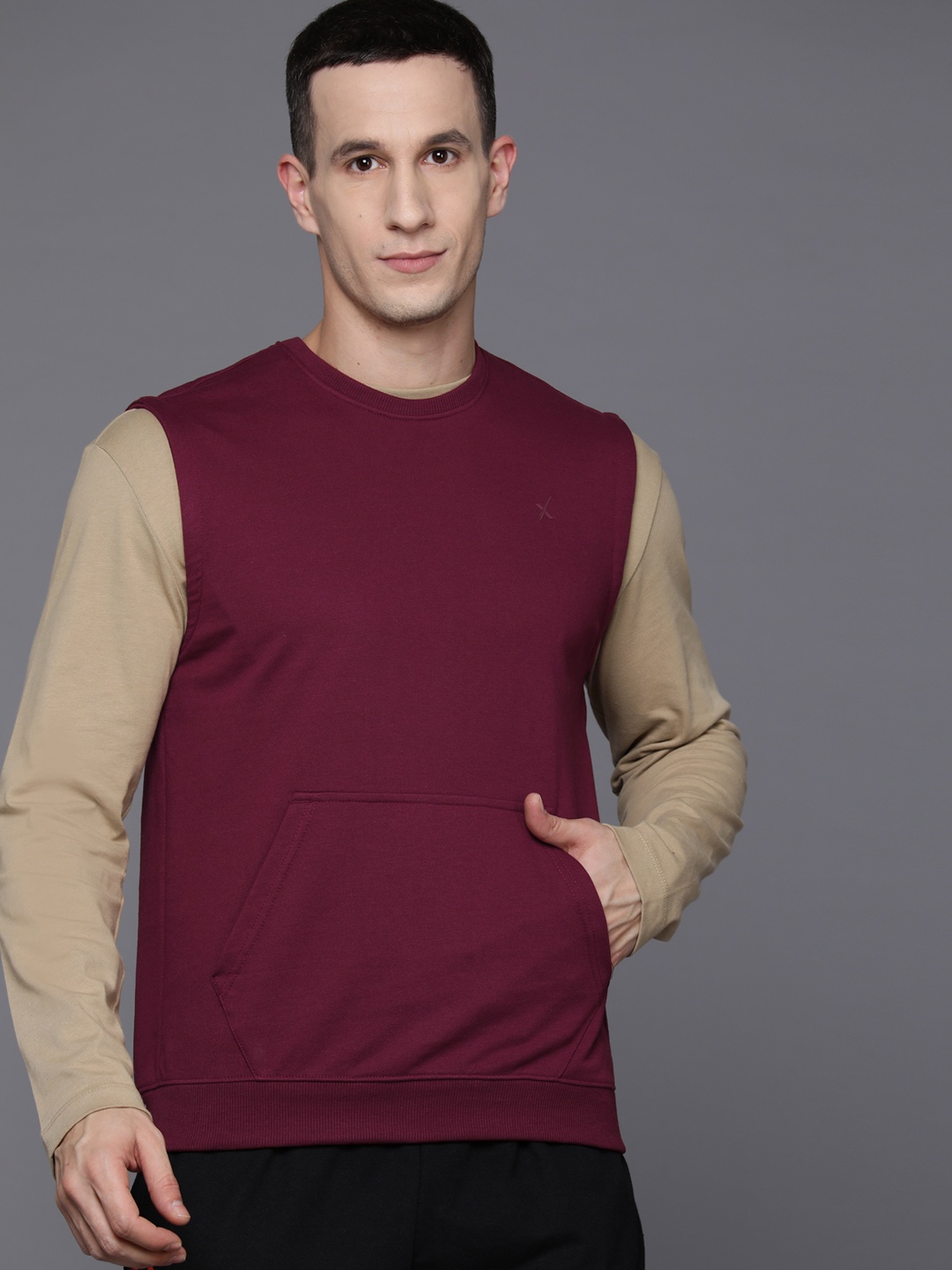 

HRX by Hrithik Roshan Rapid-Dry Sleeveless Lifestyle Sweatshirt, Maroon