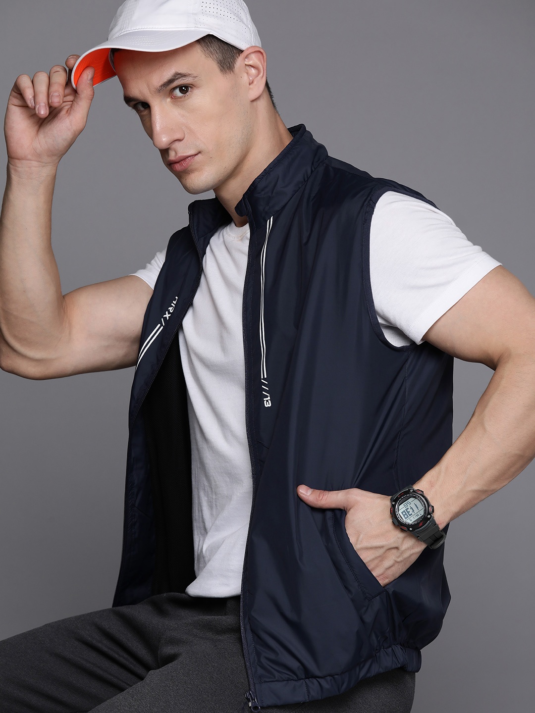 

HRX by Hrithik Roshan Lifestyle Gilet Jacket, Navy blue