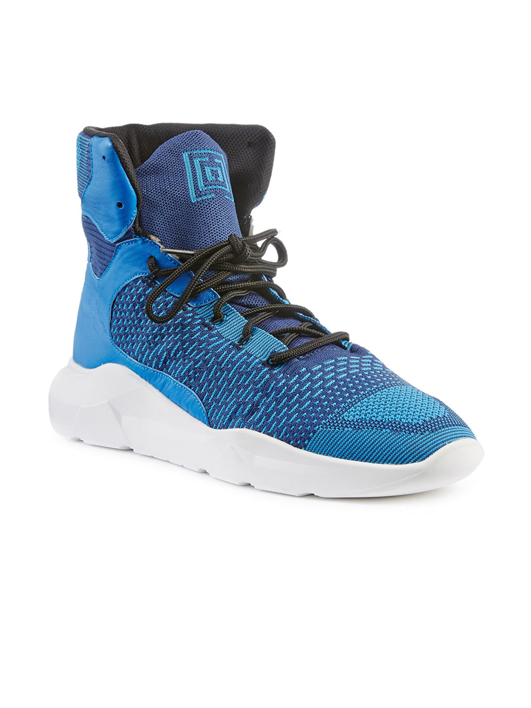 

FREESOUL FREEUP Mid Top Woven Design Textile Contrast Sole Sneakers, Blue