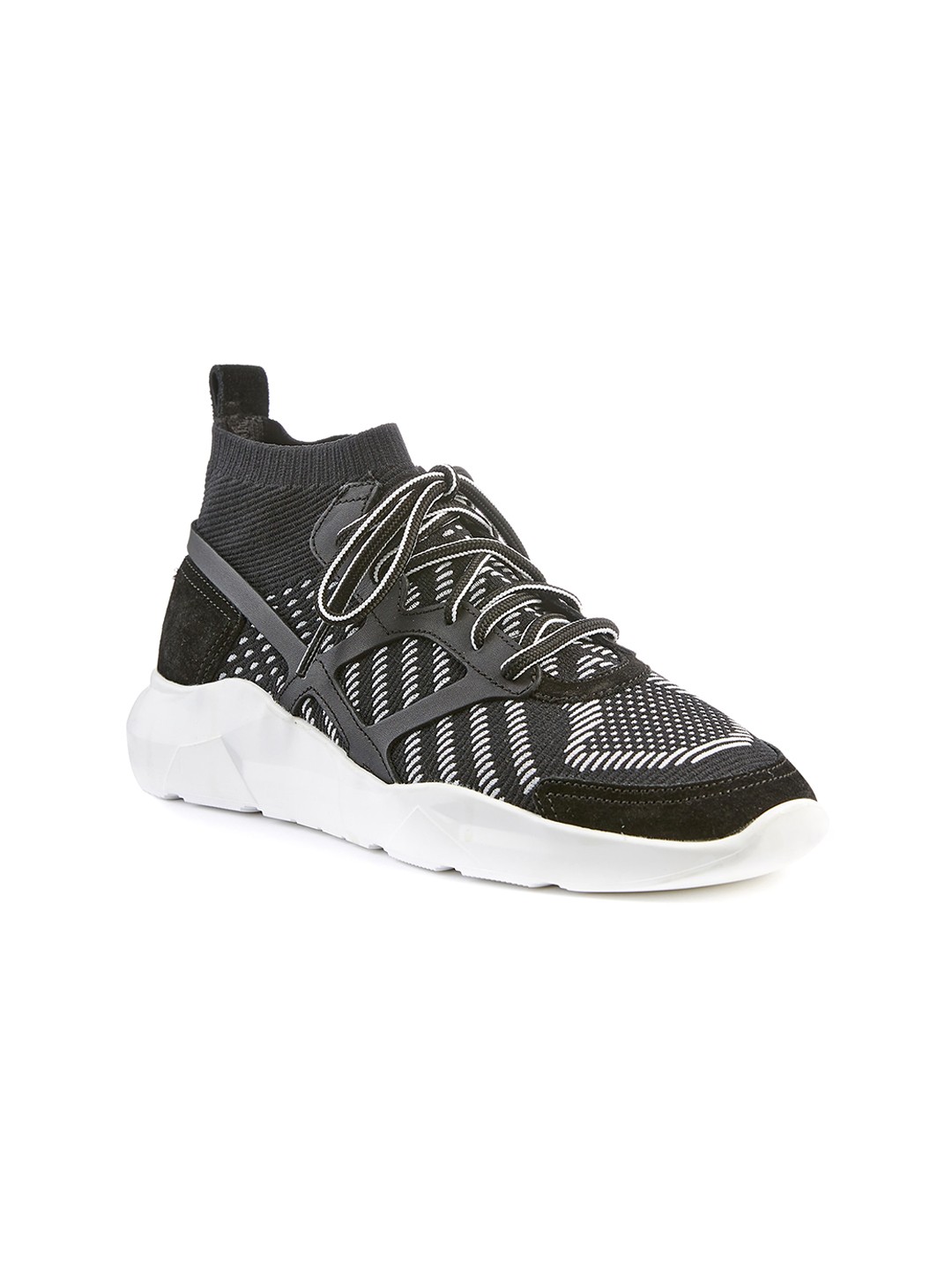 

FREESOUL FREEVAL Mid Top Woven Design Textile Contrast Sole Sneakers, Grey
