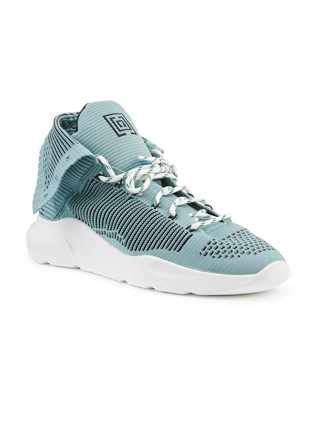 

FREESOUL FREEWING Mid Top Woven Design Textile Contrast Sole Sneakers, Sea green