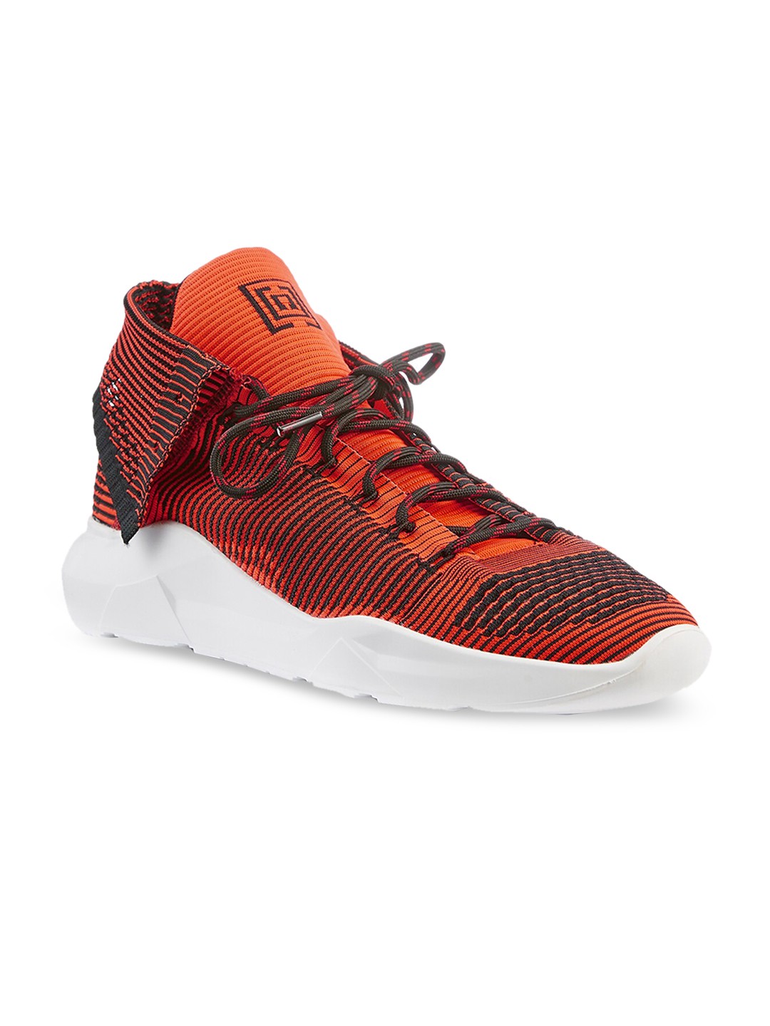 

FREESOUL FREEWING Mid Top Woven Design Textile Contrast Sole Sneakers, Orange
