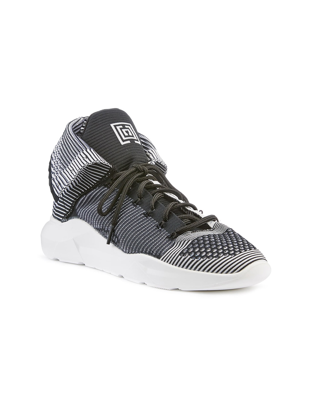 

FREESOUL FREEWING Mid Top Woven Design Textile Contrast Sole Sneakers, Grey