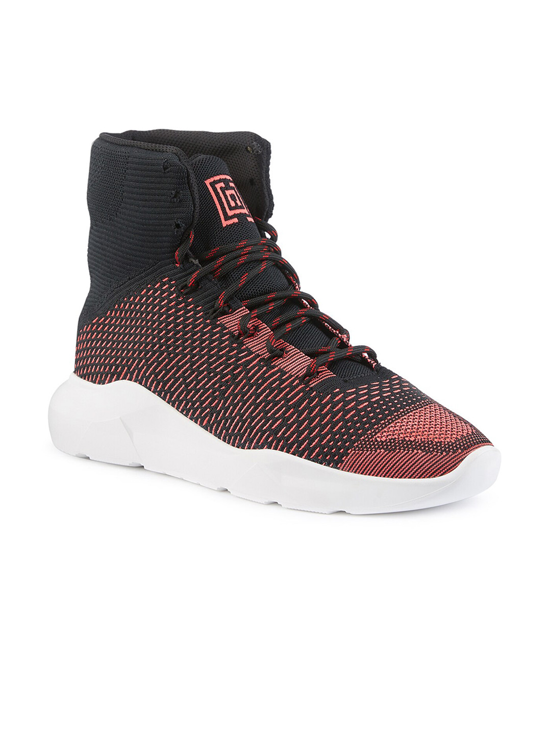 

FREESOUL FREEBON Mid Top Woven Design Textile Contrast Sole Sneakers, Grey