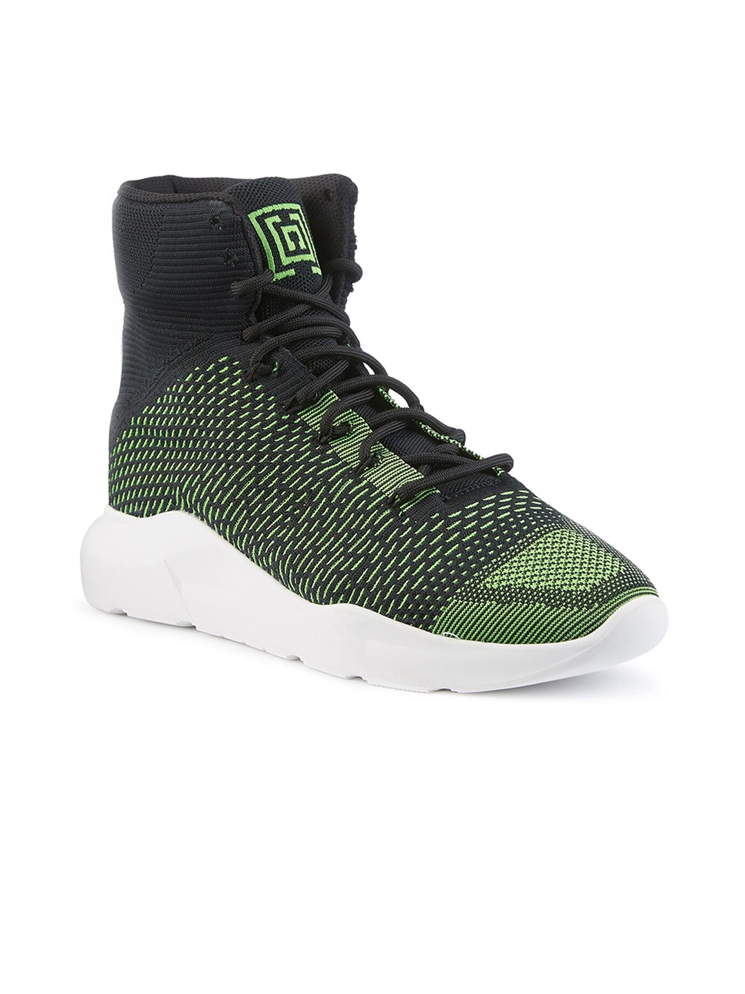 

FREESOUL FREEBON Mid Top Woven Design Textile Contrast Sole Sneakers, Grey