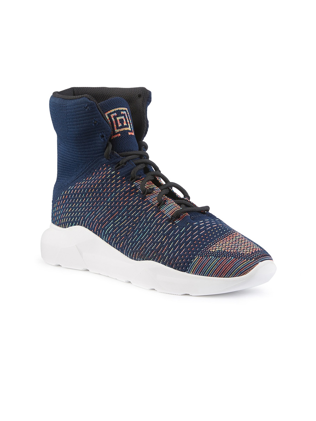 

FREESOUL FREEBON Mid Top Woven Design Textile Contrast Sole Sneakers, Teal
