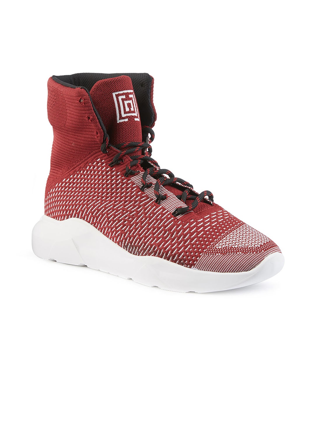 

FREESOUL FREEBON Mid Top Woven Design Textile Contrast Sole Sneakers, Rust