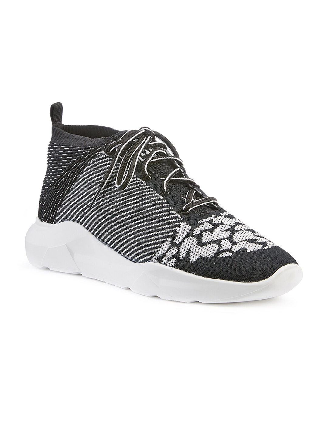 

FREESOUL FREEWING Mid Top Woven Design Textile Contrast Sole Sneakers, Grey