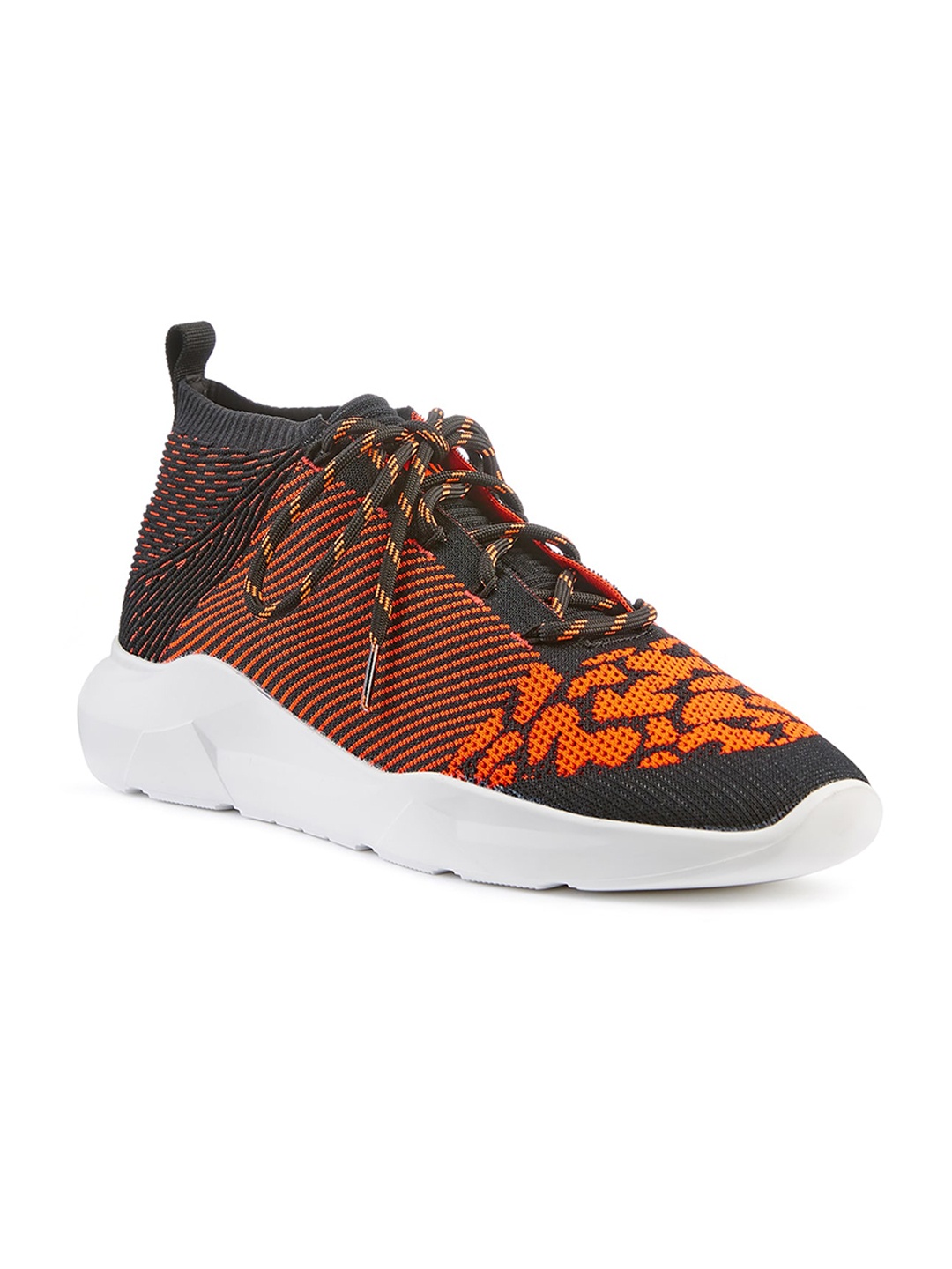 

FREESOUL FREEDAY Mid Top Woven Design Textile Contrast Sole Sneakers, Orange