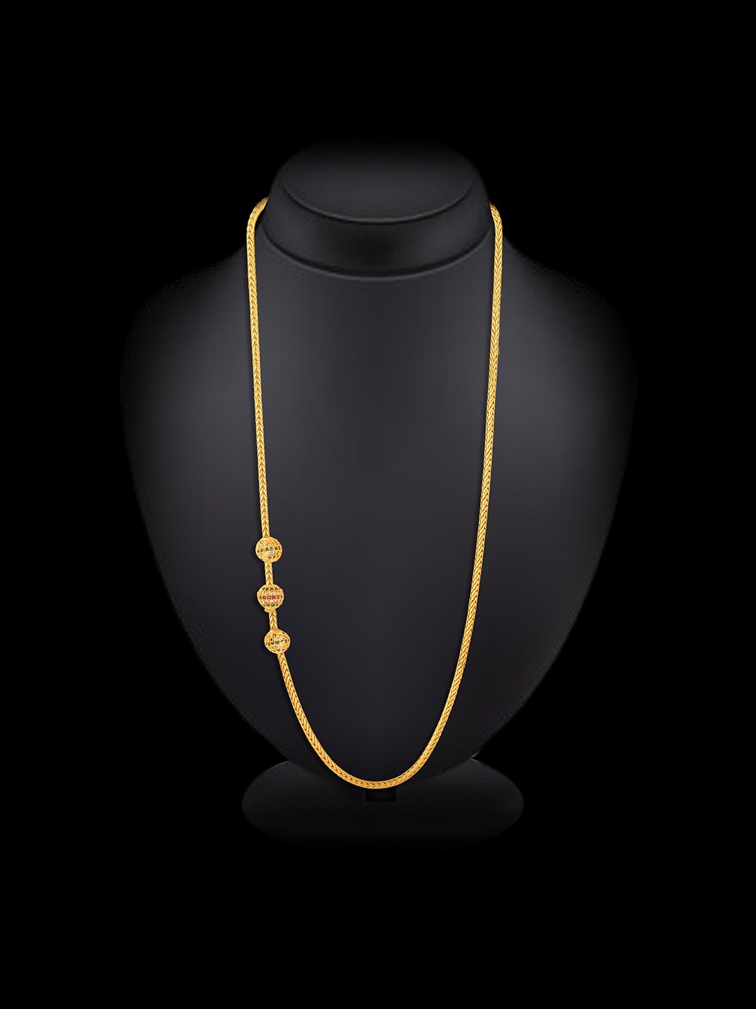

MEENAZ Gold-Plated Temple AD Stone Studded Necklace