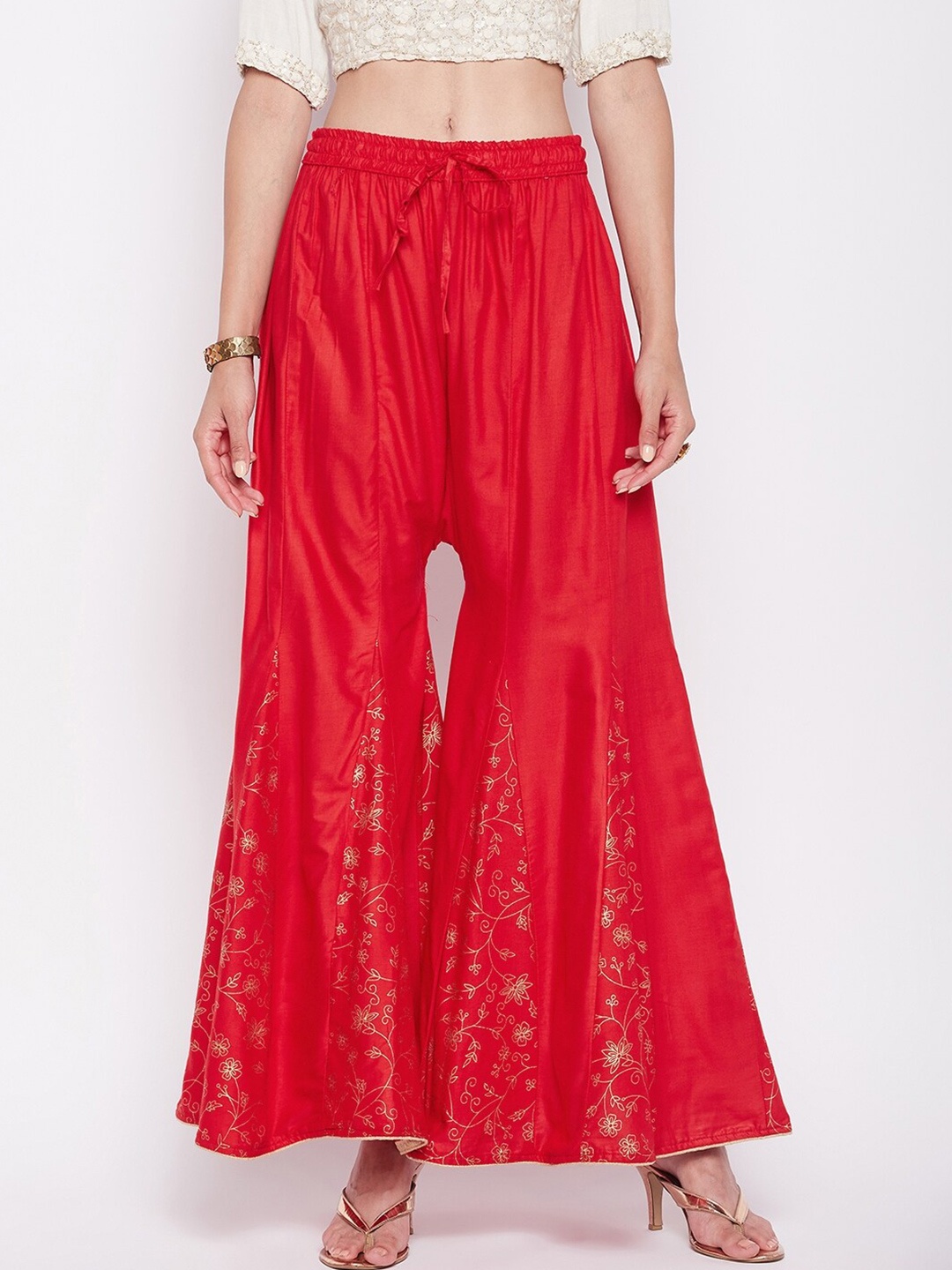 

Clora Creation Women Floral Printed Flared Palazzos, Red