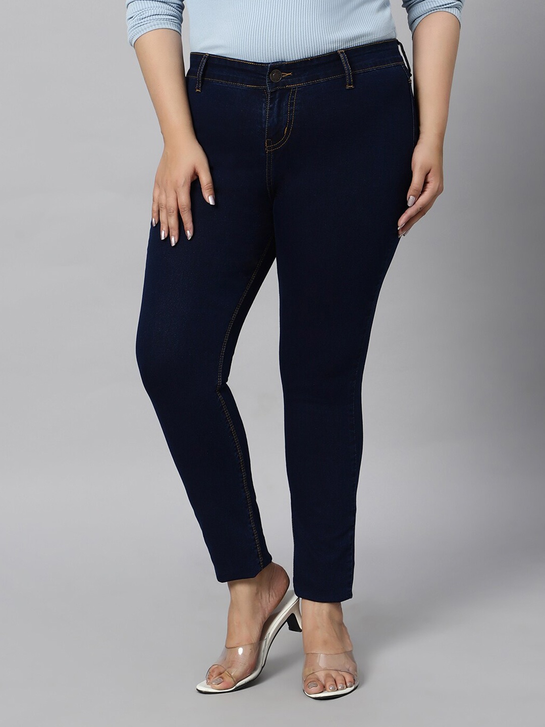 

ZUSH Women Plus Size Mid-Rise Regular-Fit Denim Cotton Jeggings, Blue