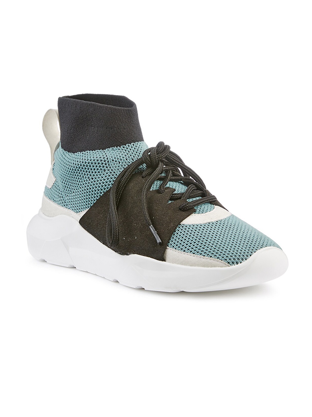 

FREESOUL FREERYNTH Mid Top Colourblocked Textile Contrast Sole Sneakers, Sea green