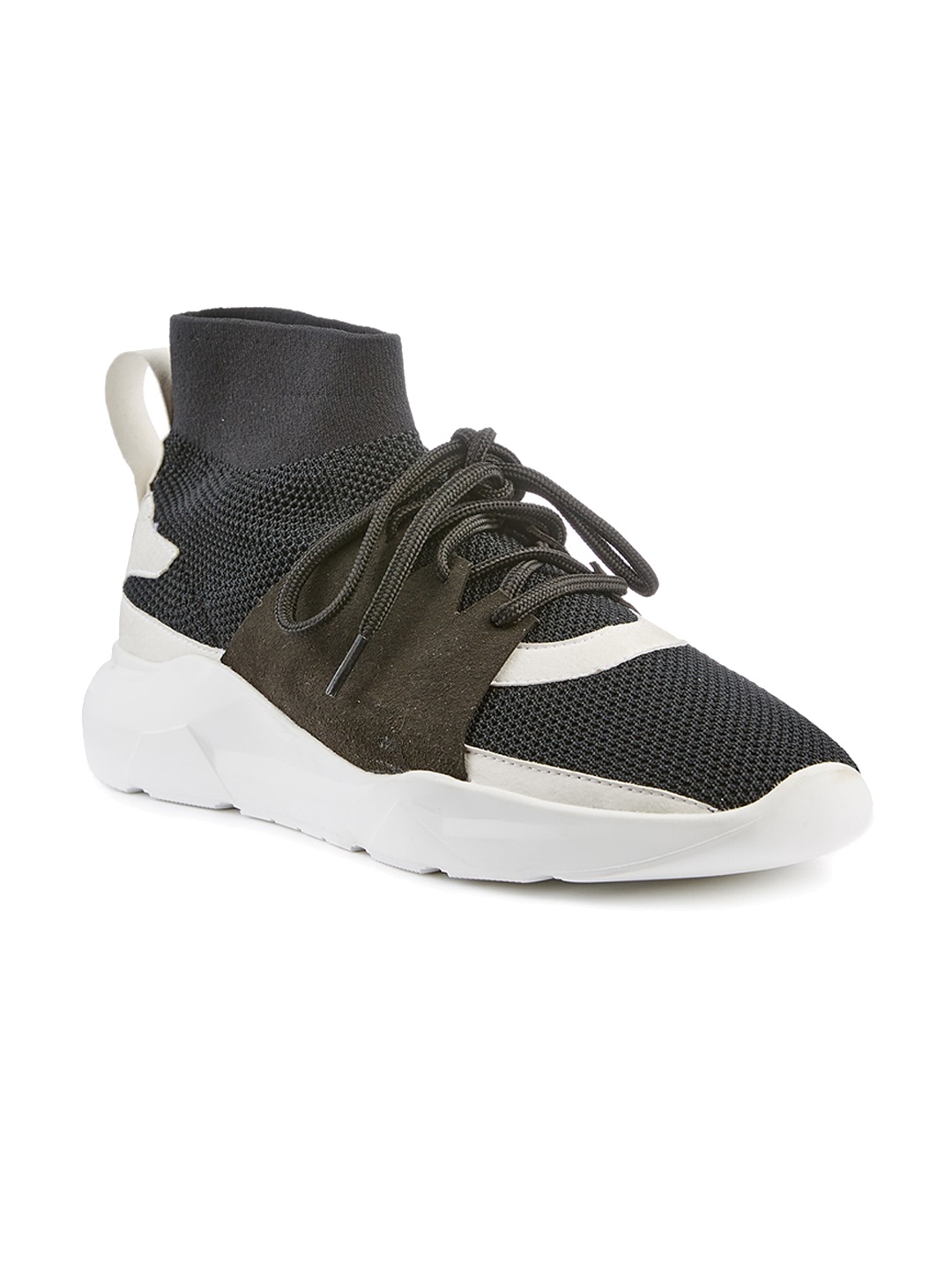 

FREESOUL FREERYNTH Mid Top Woven Design Textile Contrast Sole Sneakers, Grey