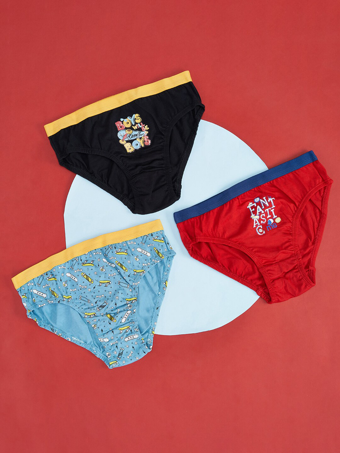 

Pantaloons Junior Boys Pack Of 3 Cotton Basic Briefs, Blue