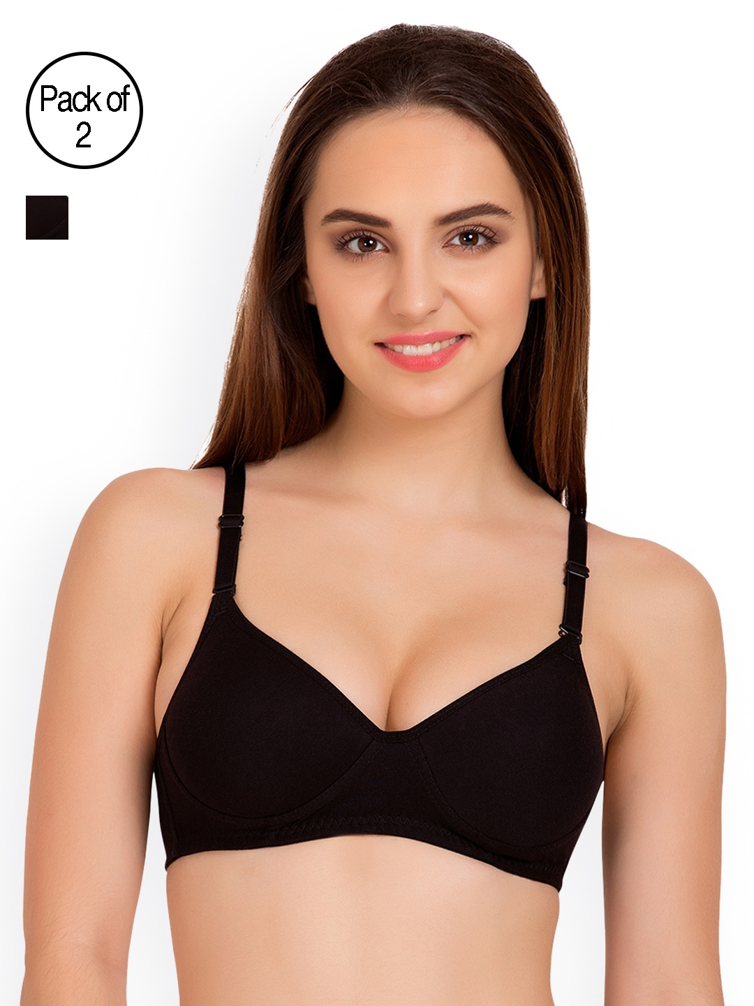 

Tweens Black Pack of 2 Full-Coverage T-shirt Bras TW91301