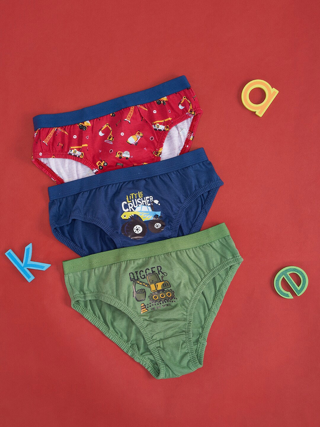 

Pantaloons Junior Boys Pack Of 3 Printed Cotton Basic Briefs, Red