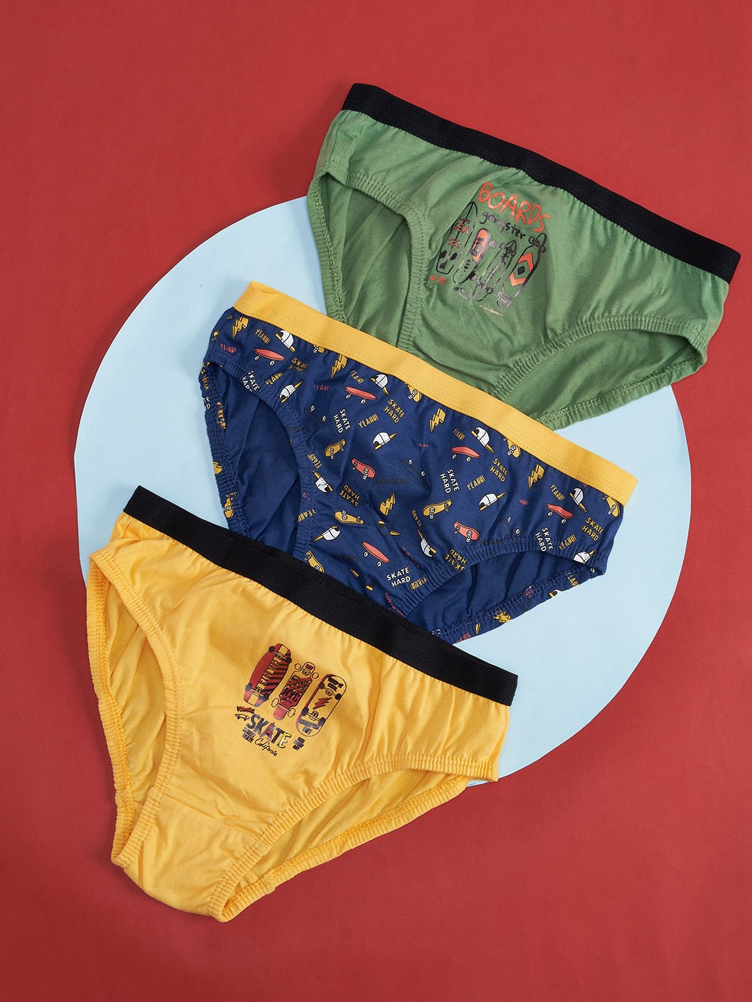 

Pantaloons Junior Boys Pack Of 3 Printed Cotton Basic Briefs, Blue