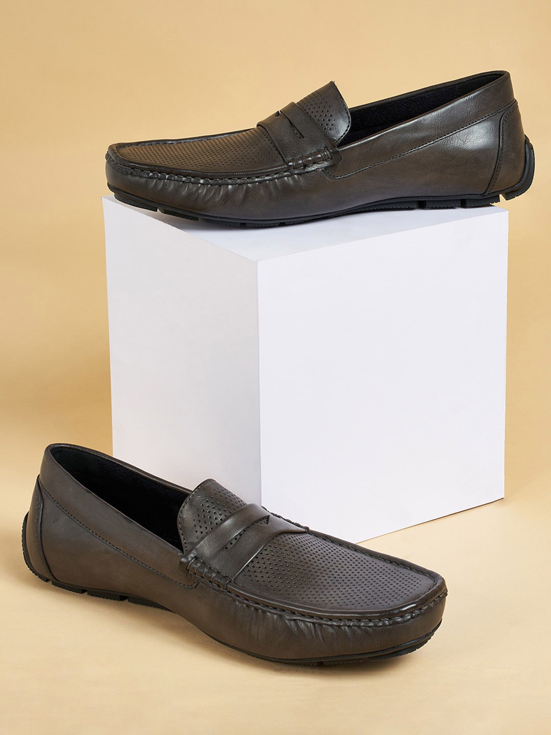 

BYFORD by Pantaloons Men Perforated Penny Loafers, Brown