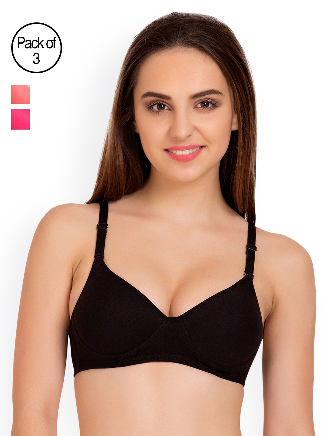 

Tweens Pack of 3 Full-Coverage T-shirt Bras TW91301, Black