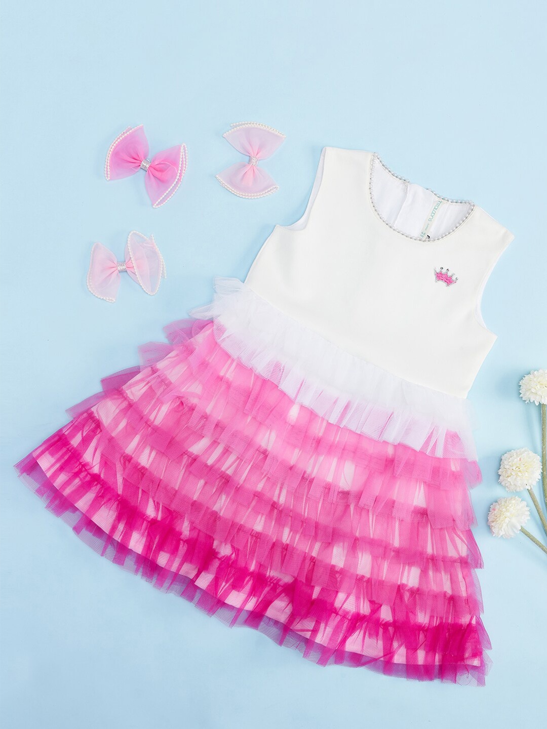 

Pantaloons Junior Girls Ruffled Cotton Fit & Flare Dress, Fuchsia