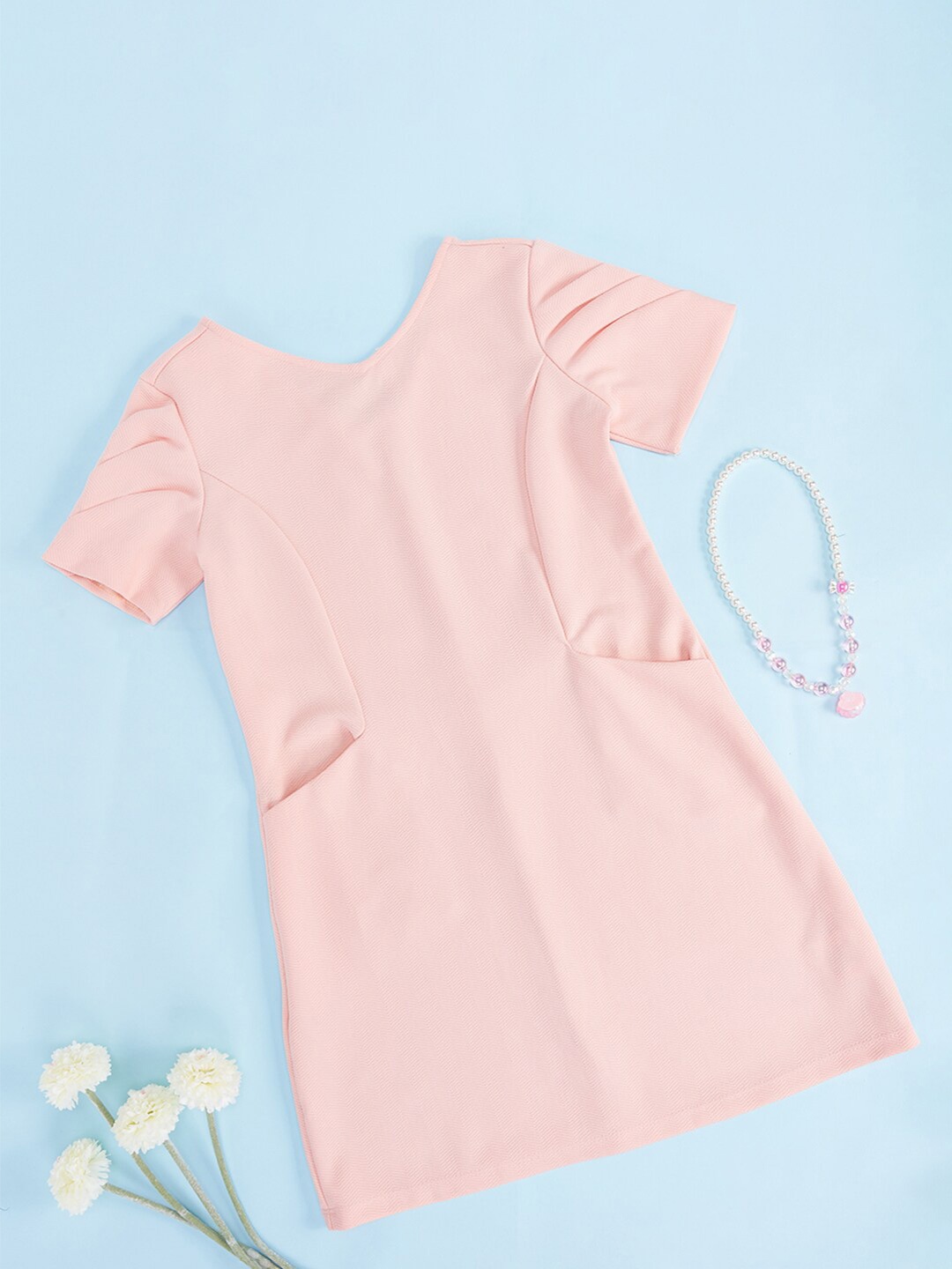 

Pantaloons Junior Girls V-Neck Cotton Sheath Dress, Peach