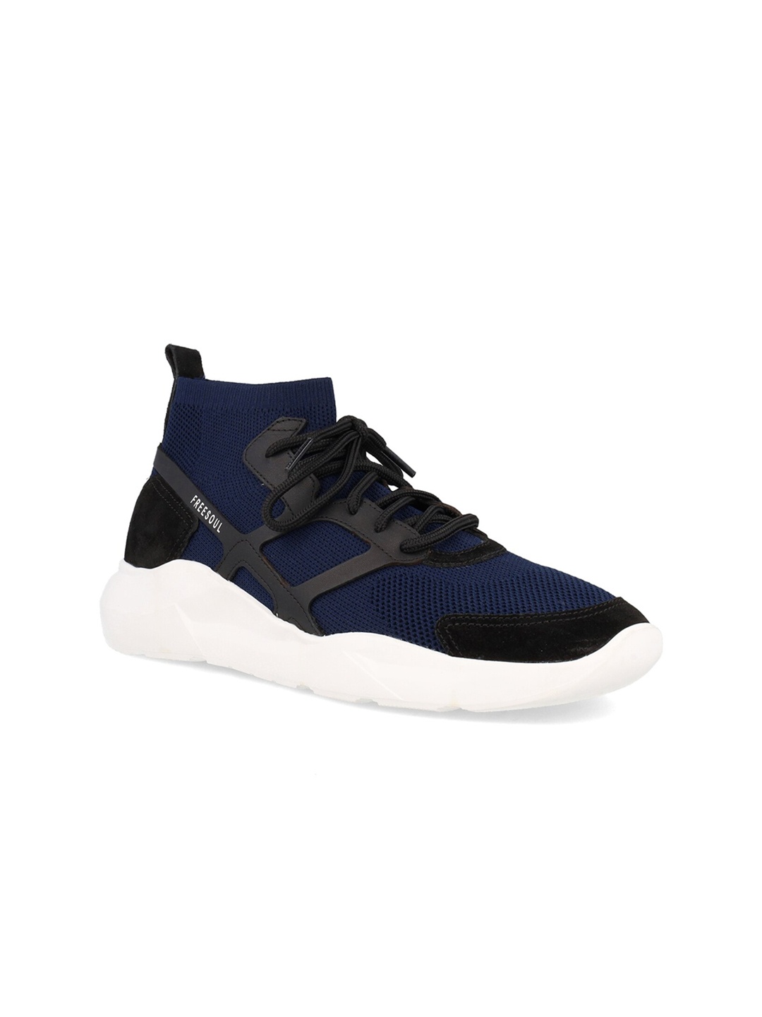 

FREESOUL Women FREEVAL Mid Top Textile Contrast Sole Sneakers, Navy blue