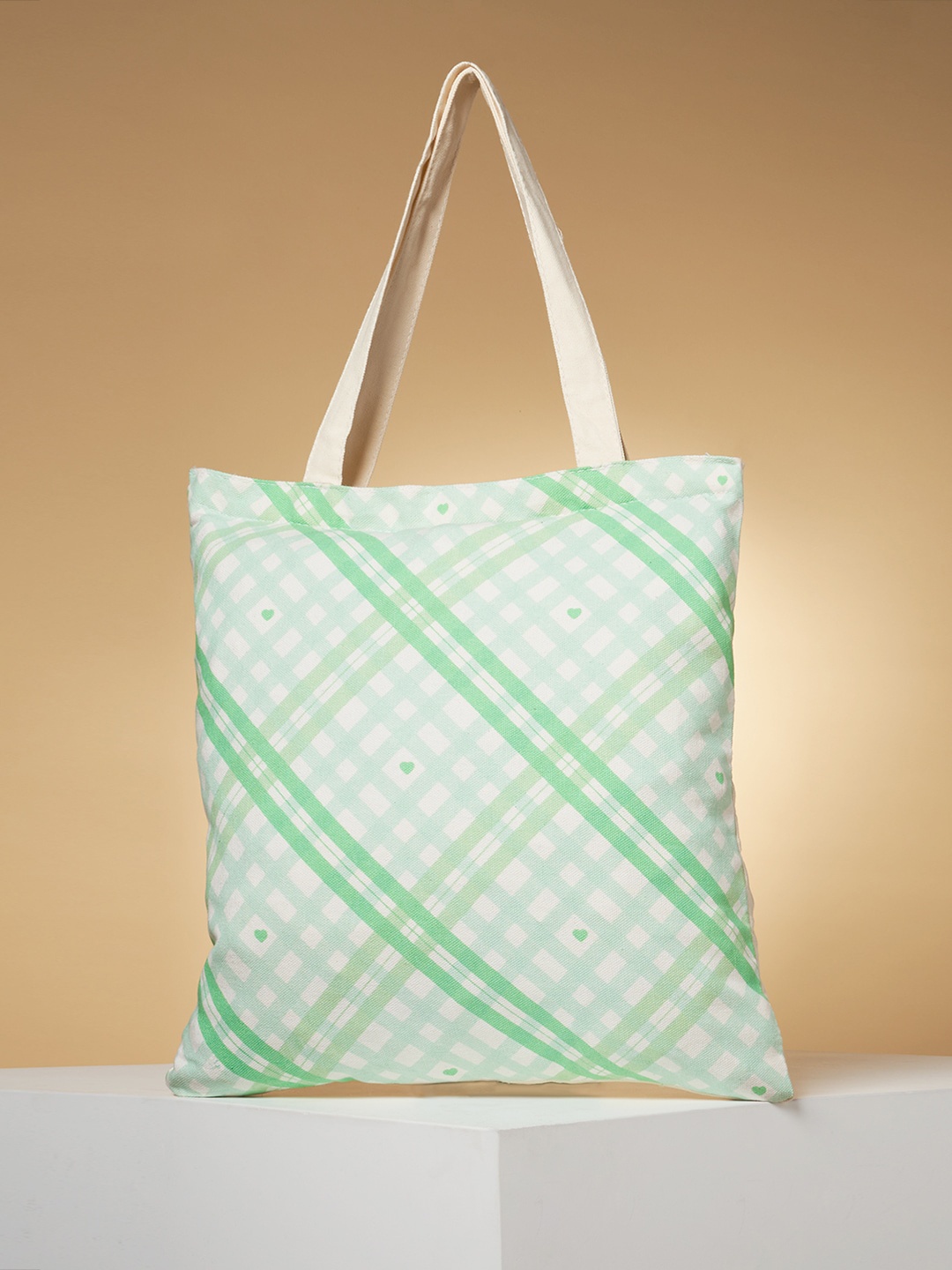 

Forever Glam by Pantaloons Checked Structured Tote Bag, Green