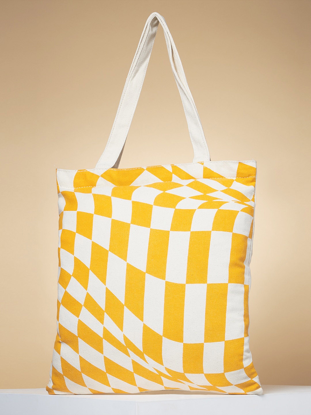 

Forever Glam by Pantaloons Checked Structured Tote Bag, Yellow