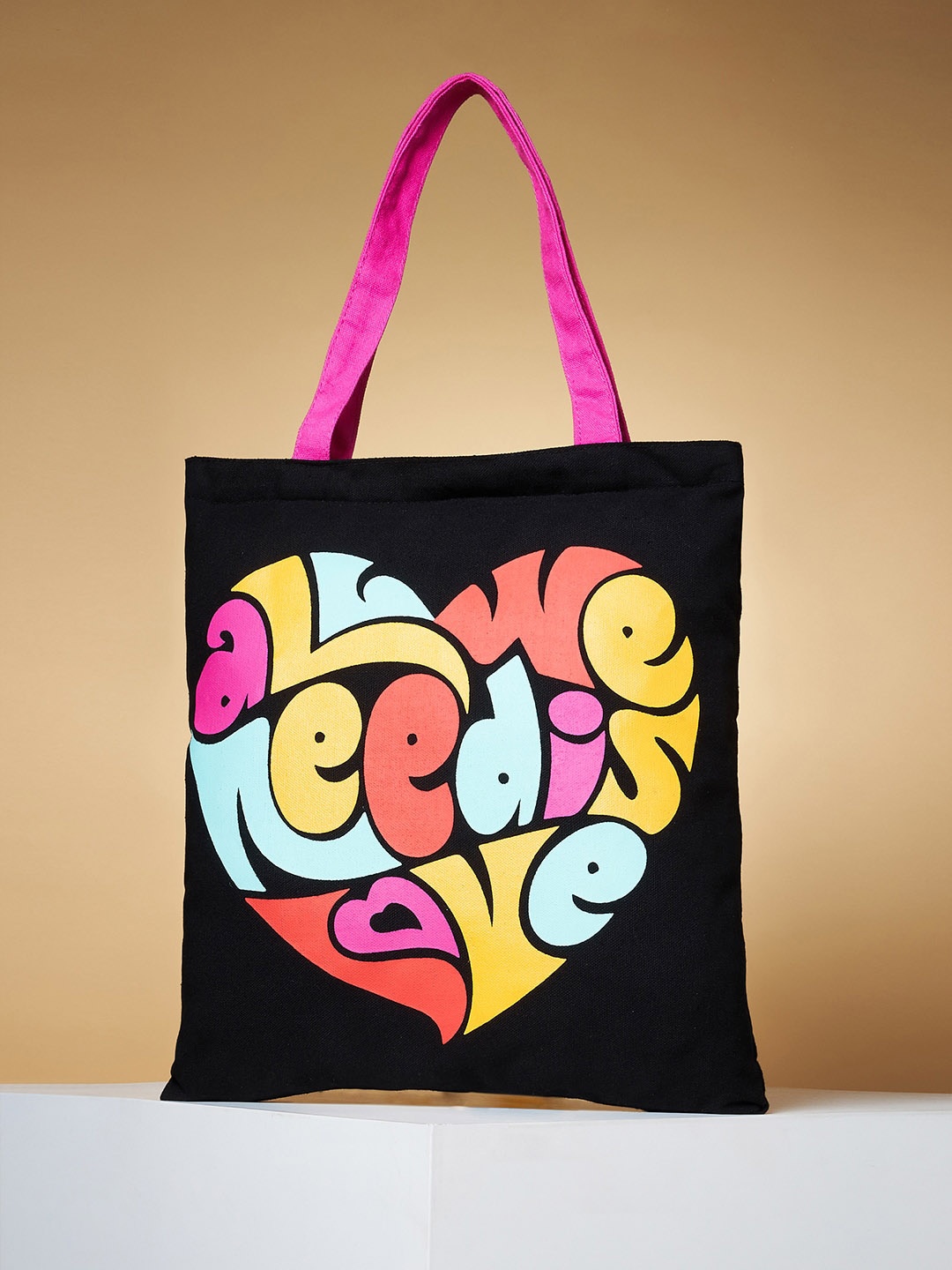 

Forever Glam by Pantaloons Black Printed Structured Tote Bag