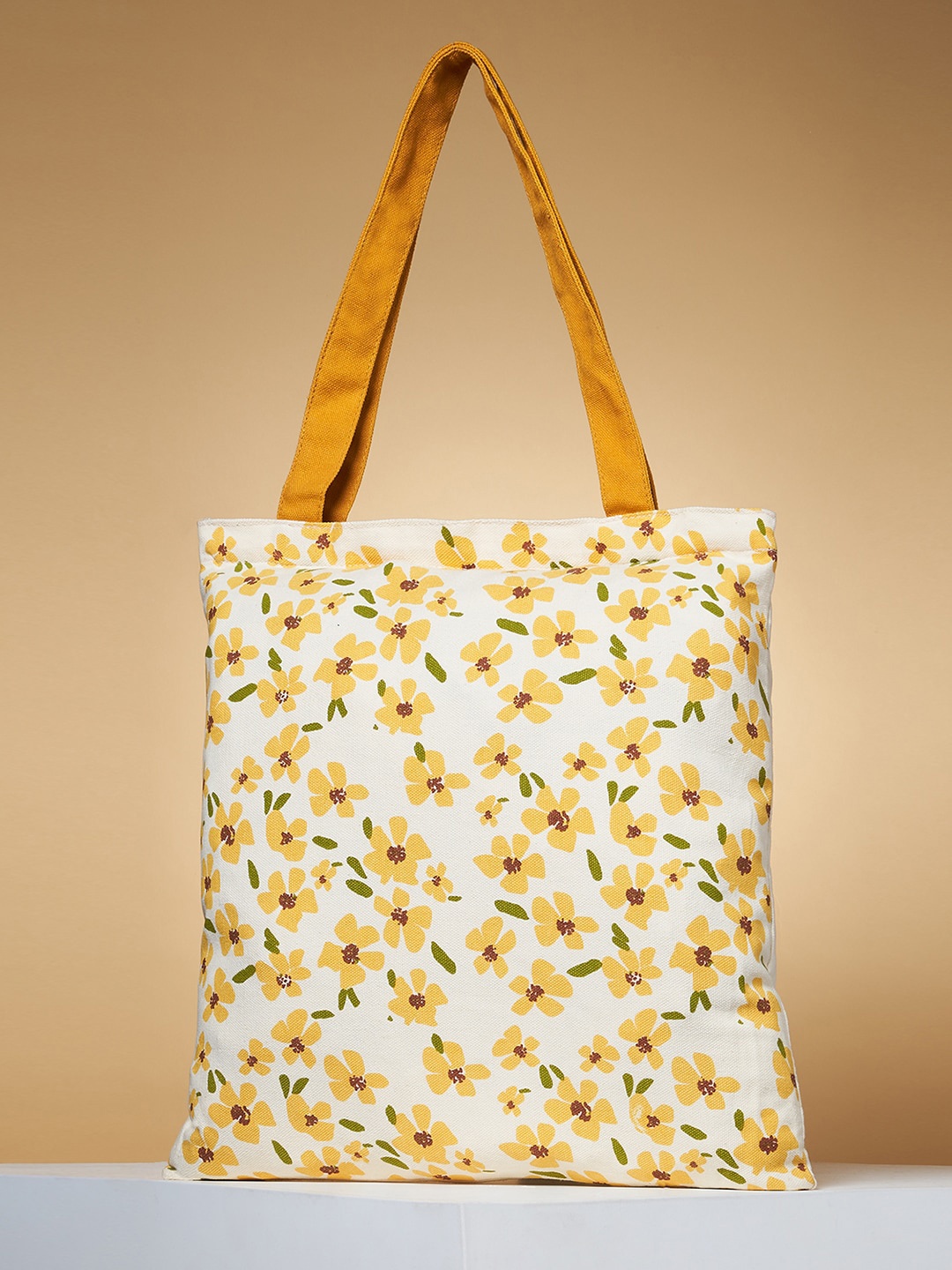 Forever Glam by Pantaloons Floral Printed Structured Tote Bag, White