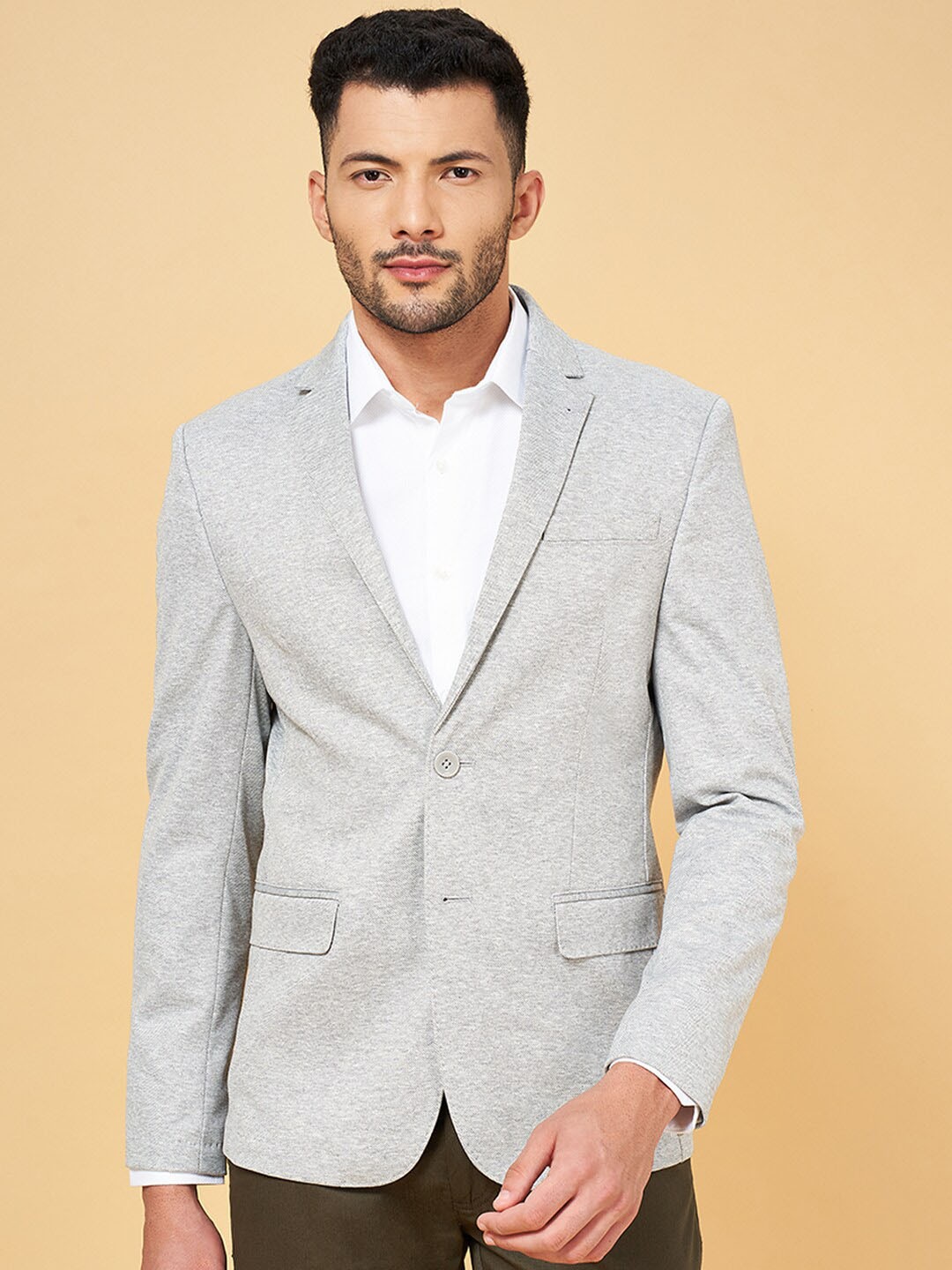 

BYFORD by Pantaloons Men Tailored Single Breasted Casual Blazer, Grey