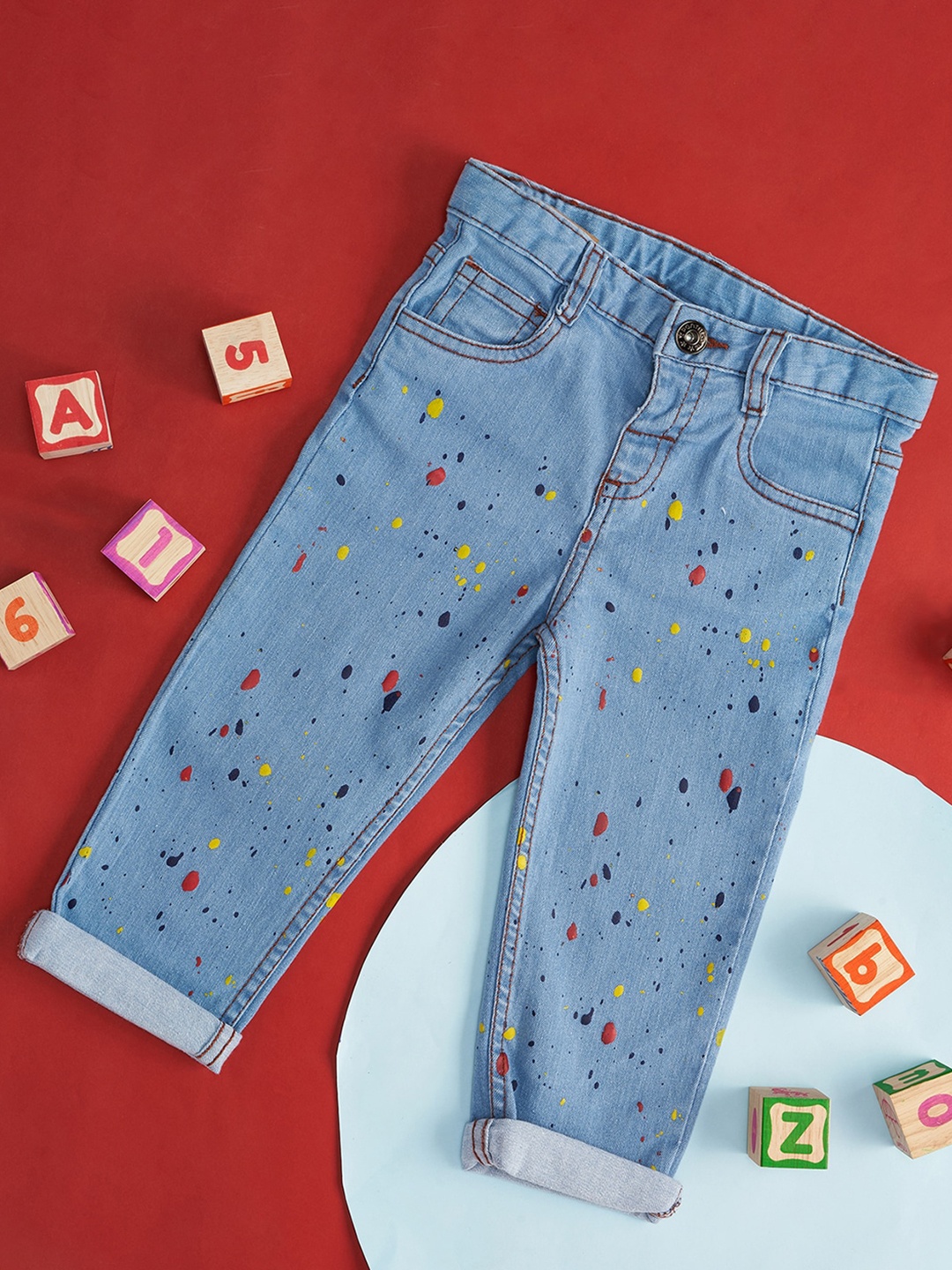 

Pantaloons Baby Infant Boys printed Cotton Jeans, Blue